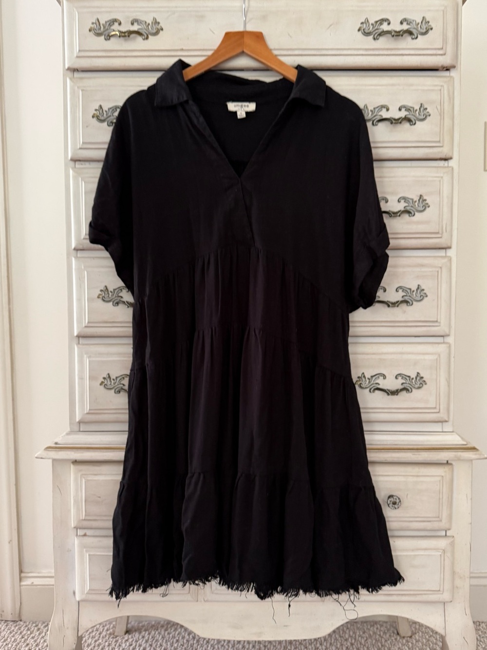 Umgee Black Linen Boho Dress